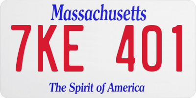 MA license plate 7KE401
