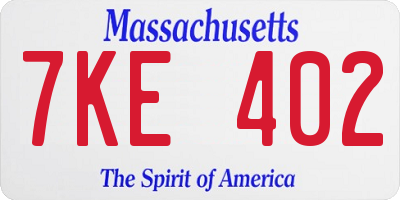 MA license plate 7KE402