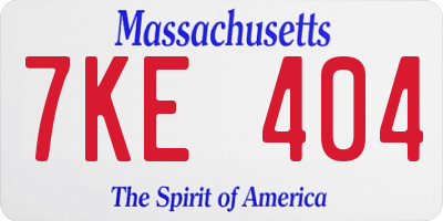 MA license plate 7KE404