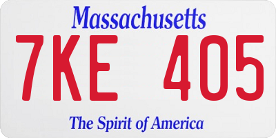 MA license plate 7KE405