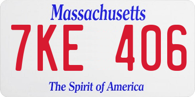 MA license plate 7KE406