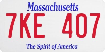 MA license plate 7KE407