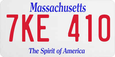 MA license plate 7KE410