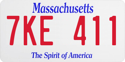 MA license plate 7KE411