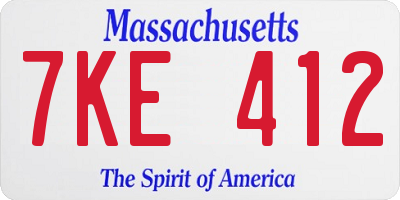 MA license plate 7KE412