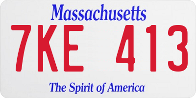 MA license plate 7KE413