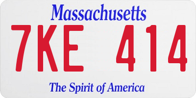 MA license plate 7KE414