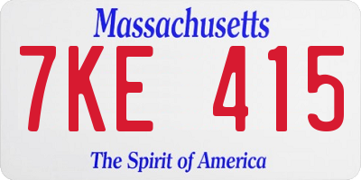 MA license plate 7KE415