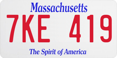 MA license plate 7KE419