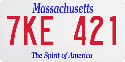 MA license plate 7KE421