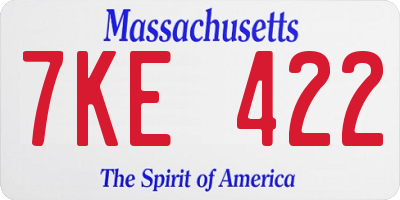 MA license plate 7KE422