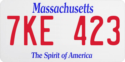 MA license plate 7KE423