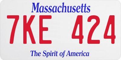 MA license plate 7KE424