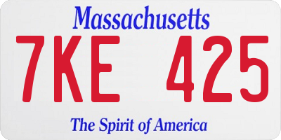 MA license plate 7KE425