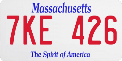 MA license plate 7KE426