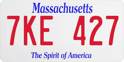 MA license plate 7KE427