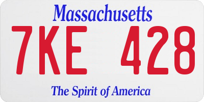 MA license plate 7KE428