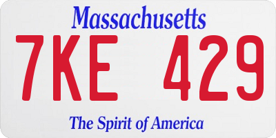 MA license plate 7KE429