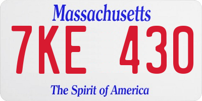 MA license plate 7KE430