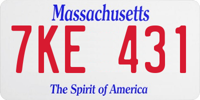 MA license plate 7KE431