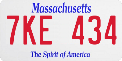 MA license plate 7KE434