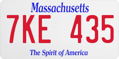 MA license plate 7KE435