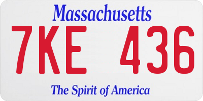 MA license plate 7KE436