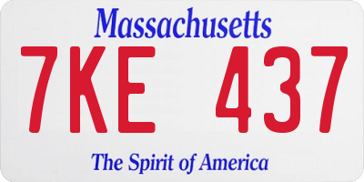 MA license plate 7KE437