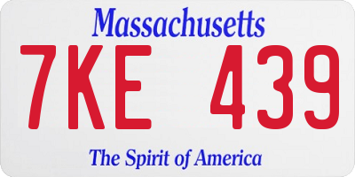 MA license plate 7KE439