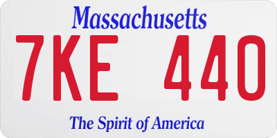 MA license plate 7KE440