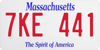 MA license plate 7KE441