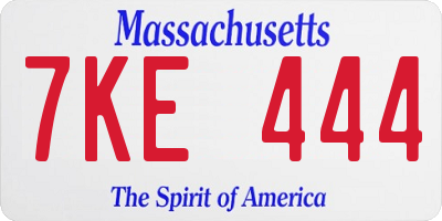 MA license plate 7KE444