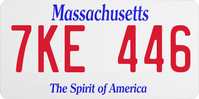 MA license plate 7KE446