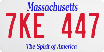 MA license plate 7KE447