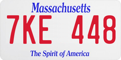 MA license plate 7KE448