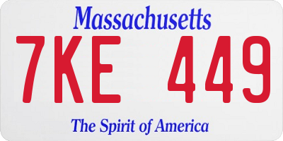 MA license plate 7KE449