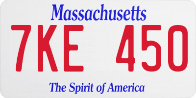 MA license plate 7KE450