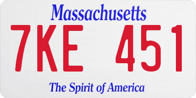 MA license plate 7KE451
