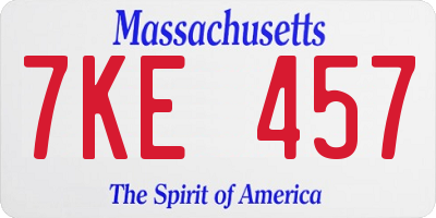 MA license plate 7KE457