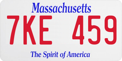 MA license plate 7KE459