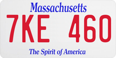 MA license plate 7KE460