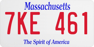 MA license plate 7KE461