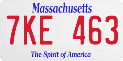 MA license plate 7KE463