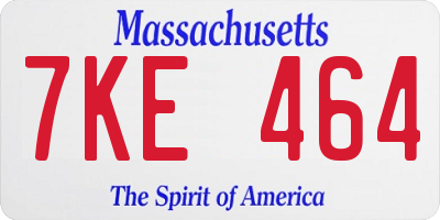 MA license plate 7KE464