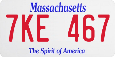 MA license plate 7KE467