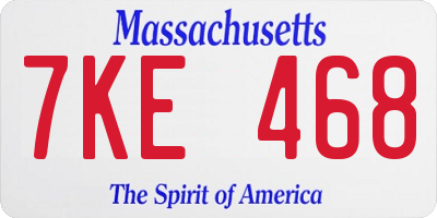 MA license plate 7KE468