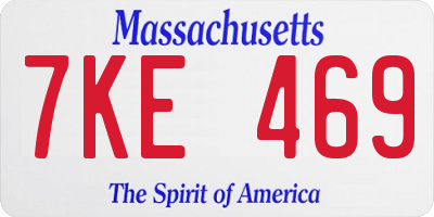 MA license plate 7KE469