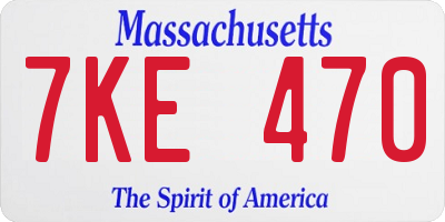 MA license plate 7KE470