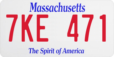 MA license plate 7KE471
