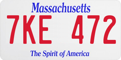 MA license plate 7KE472